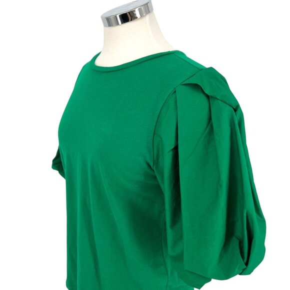 Worthington Puff Sleeve Knit Top Luxury Green Size Medium NWT - Picture 4 of 12